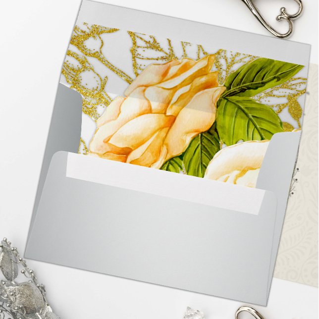 Yellow Roses and Silver Wedding Envelope (Creator Uploaded)
