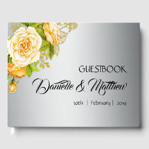 Yellow Roses and Silver Wedding Guestbook