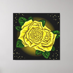 Yellow Roses and Stars Canvas Print