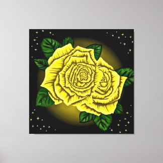Yellow Roses and Stars Canvas Print