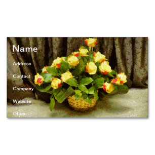 Yellow roses basket painting 	Magnetic business card