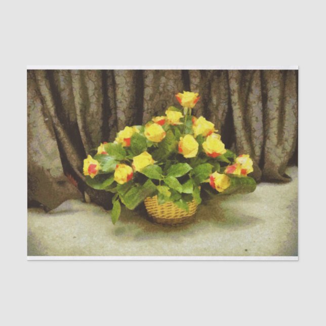 Yellow roses basket painting tissue paper (Front)