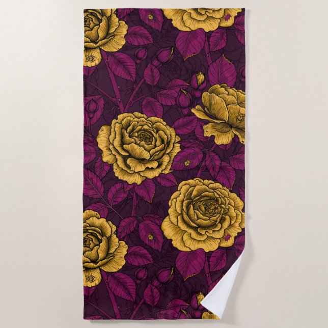 Yellow roses beach towel (Front)