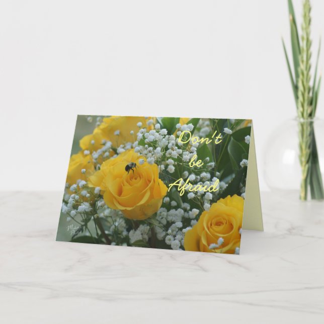 Yellow Roses & Bumble Bee- customize any occasion Card (Front)