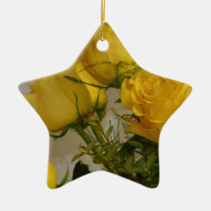 Yellow Roses Ceramic Tree Decoration