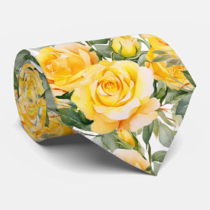 Yellow Roses Classic Formal Floral Neck Tie
