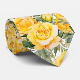Yellow Roses Classic Formal Floral Neck Tie
