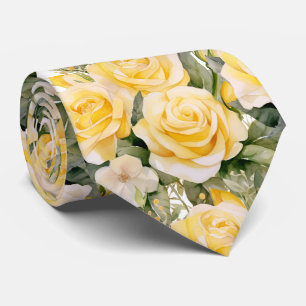 Yellow Roses Classic Formal Floral Neck Tie