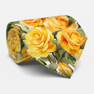 Yellow Roses Classic Formal Floral Neck Tie