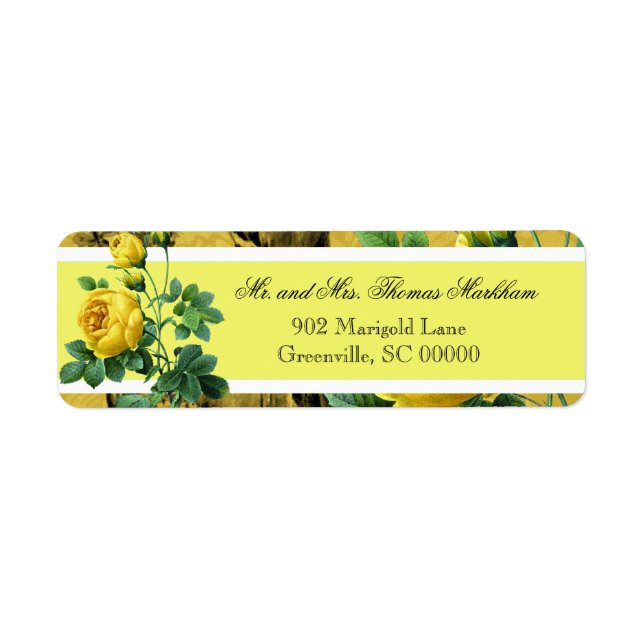 Yellow Roses Custom Address Labels (Front)
