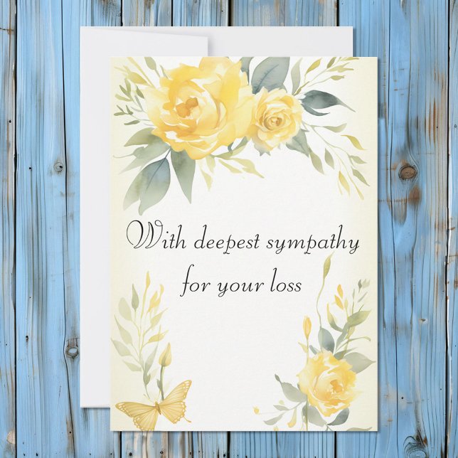 Yellow Roses Deepest Sympathy Sorry Loss Holiday Card (Creator Uploaded)