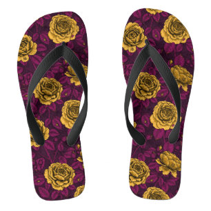 Yellow roses flip flops