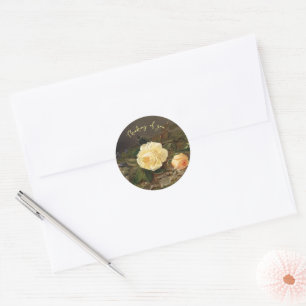 Yellow Roses, Floral Classic Round Sticker