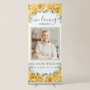 Yellow Roses Floral Funeral Memorial Picture Photo Retractable Banner