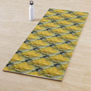 Yellow Roses Floral Pattern Yoga Mat