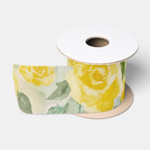 Yellow Roses Floral Satin Ribbon