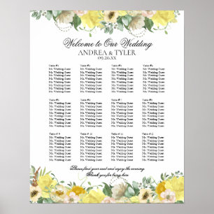 Yellow Roses Floral Seating Chart
