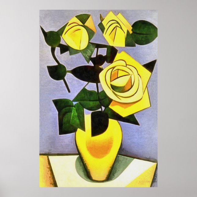 Yellow Roses From A Friend Geometric Abstract Poster (Front)