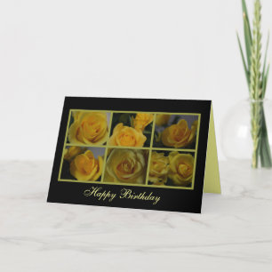 Yellow Roses Happy Birthday Card
