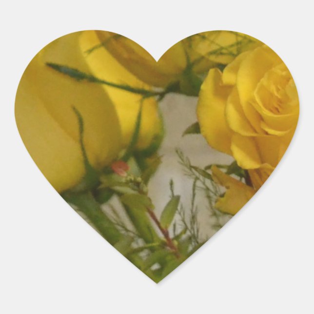 Yellow Roses Heart Sticker (Front)