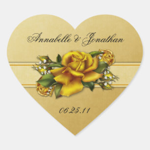 Yellow Roses Heart Wedding Sticker