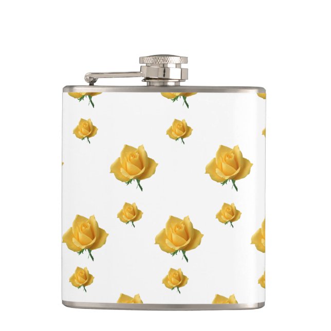 Yellow Roses Hip Flask (Front)