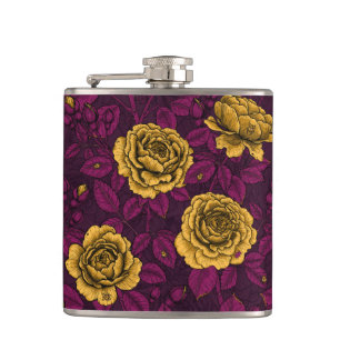 Yellow roses hip flask