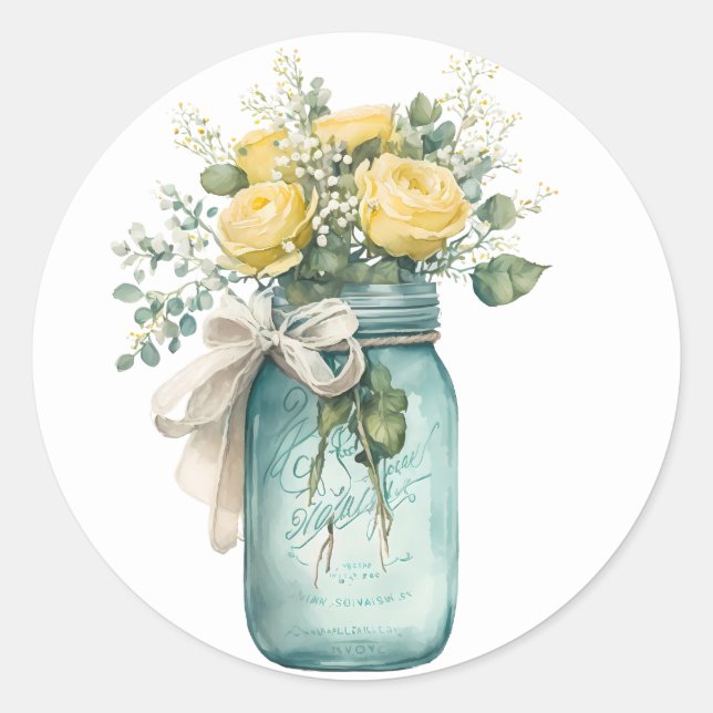 Yellow Roses in a Jar Stickers (Front)