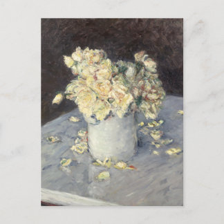 Yellow Roses in a Vase by Caillebott Impressionist Holiday Postcard