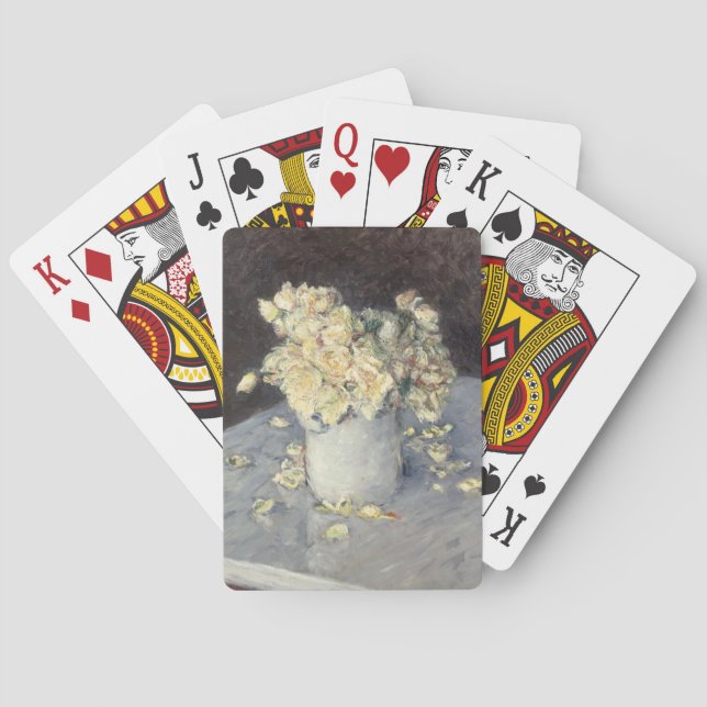 Yellow Roses in a Vase by Caillebott Impressionist Playing Cards (Back)