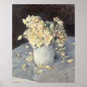 Yellow Roses in a Vase by Caillebott Impressionist Poster