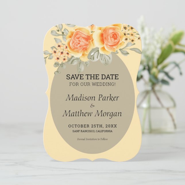 Yellow Roses  Invitation (Standing Front)