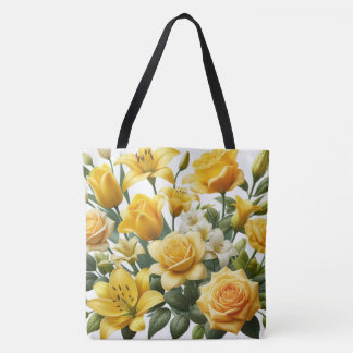 Yellow Roses lilies  Tote Bag