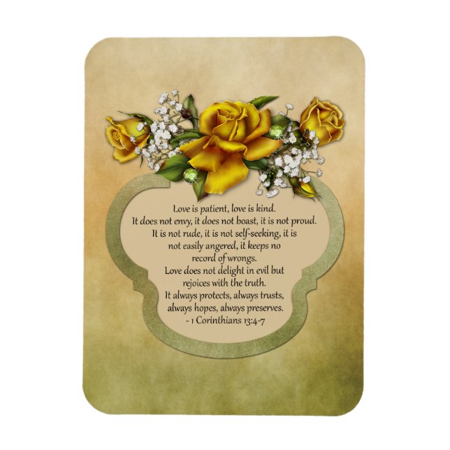 Yellow Roses Love is Patient, Love is Kind Magnet (Vertical)
