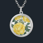 Yellow Roses Mother's Day Card Silver Plated Necklace<br><div class="desc">Vintage Mother's Day print</div>