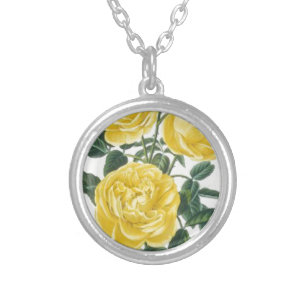 Yellow Roses Mother's Day Card Silver Plated Necklace