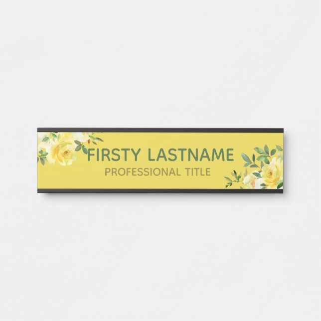 Yellow Roses Office Door Signs Name Plate (Front)