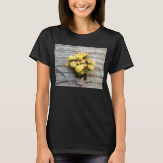 Yellow roses on old music Bella v-neck tshirt