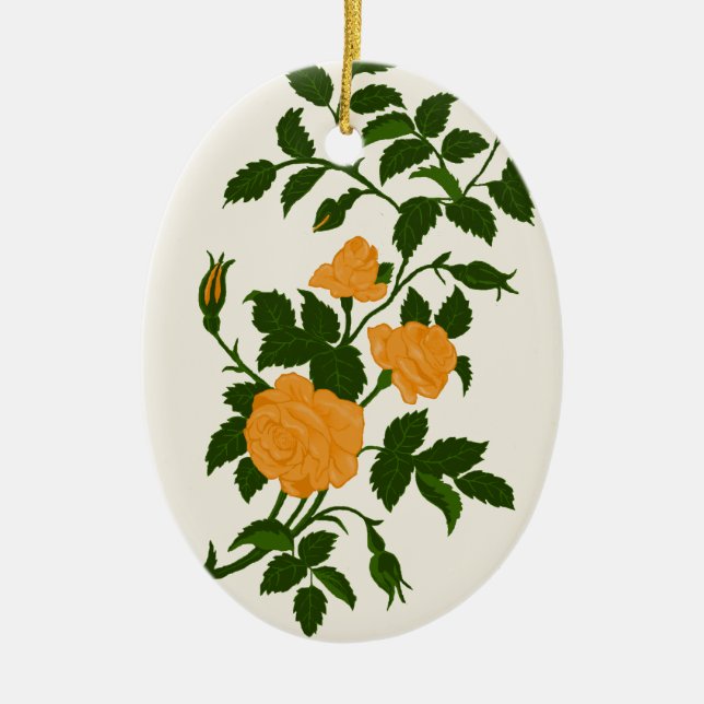 Yellow Roses, Personalised Back Ceramic Tree Decoration (Front)