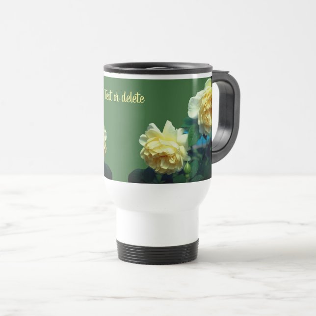 Yellow Roses Personalised  Travel Mug (Front Right)