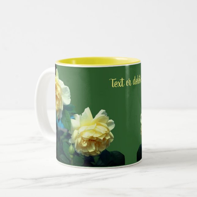 Yellow Roses Personalised Two-Tone Coffee Mug (Front Left)