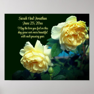 Yellow Roses Personalised Wedding Gift  Poster