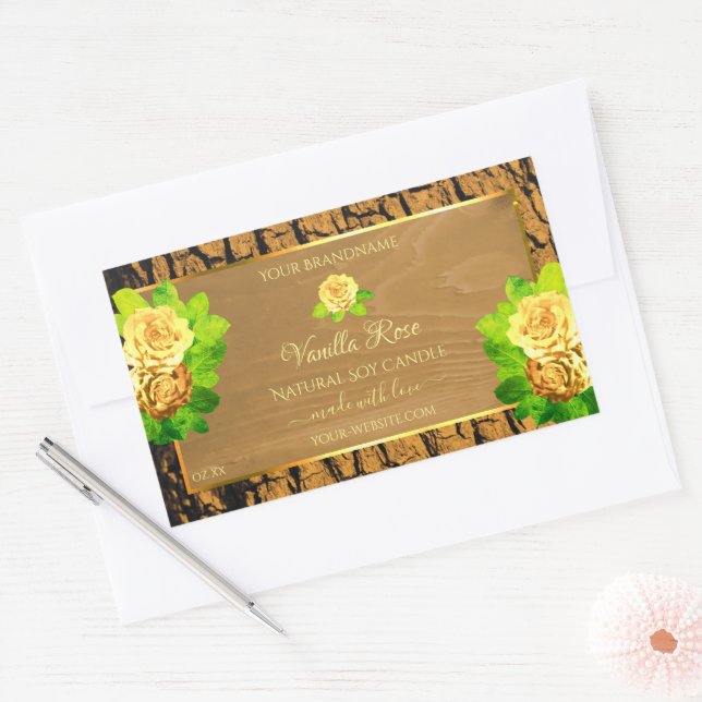 Yellow Roses Product Labels Wood Grain Tree Bark (Envelope)