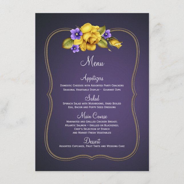 Yellow Roses Purple Violets Menu (Front)