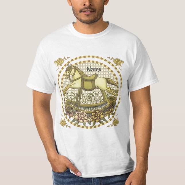 Yellow Roses Rocking Horse  T-Shirt (Front)