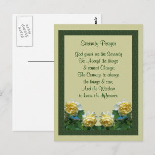 Yellow Roses Serenity Prayer Postcard