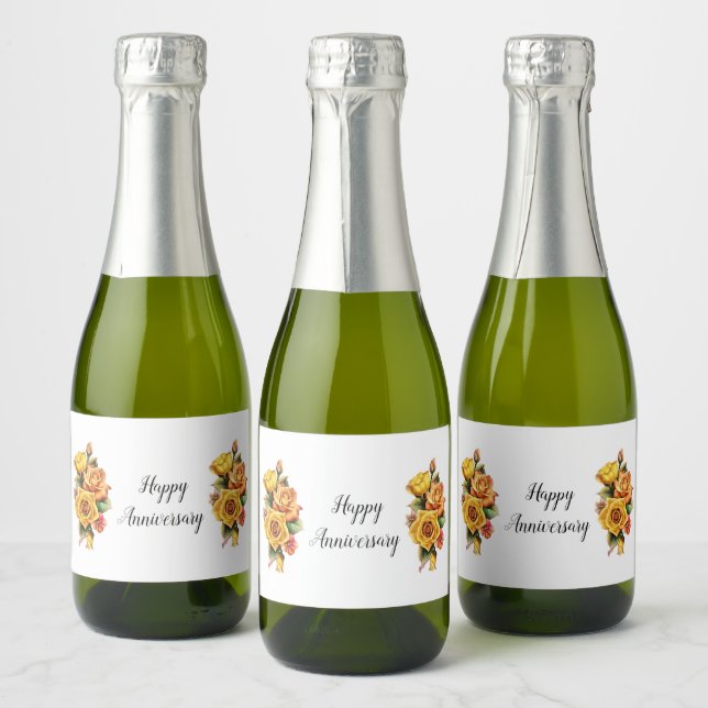 Yellow Roses Sparkling Wine Label (Bottles)