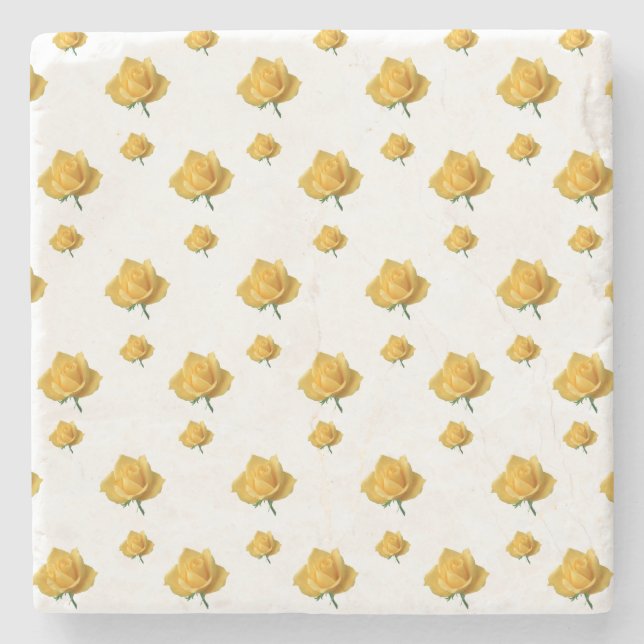 Yellow Roses Stone Coaster (Front)