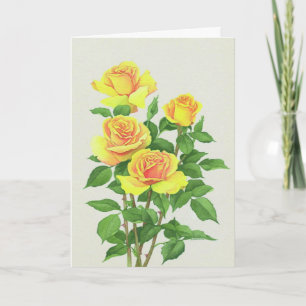 Yellow roses sympathy greeting card