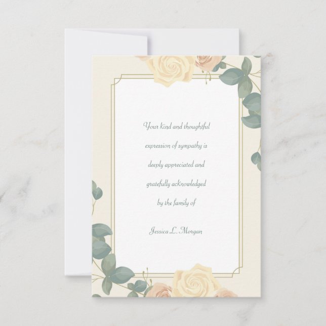 Yellow Roses Sympathy Thank You Card (Front)